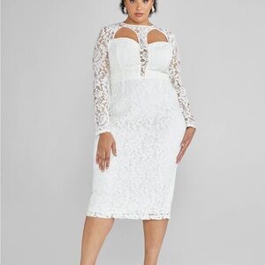Fashion to Figure White Lace Long Sleeve Dress
